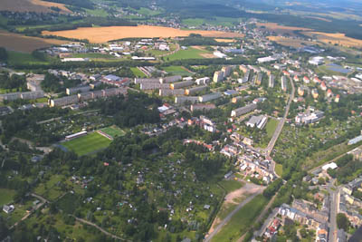 Juli 2017 | Neubaugebiet Auerbach im Vogtland mit Stadion des VfB Auerbach