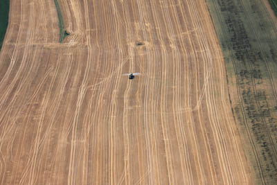 Juli 2020 | Ein einsamer Traktor auf einem Feld bei Langenleuba-Oberhain im Kohrener Land