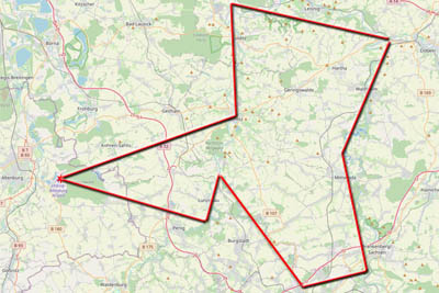 Rundflug Vier Fl&uuml;sse. | &copy; <a href="https://www.openstreetmap.org/copyright" alt="Zum Urheberrecht und Lizenz von OpenStreetMap" rel="noopener noreferrer" target="_blank" >OpenStreetMap-Mitwirkende</a>